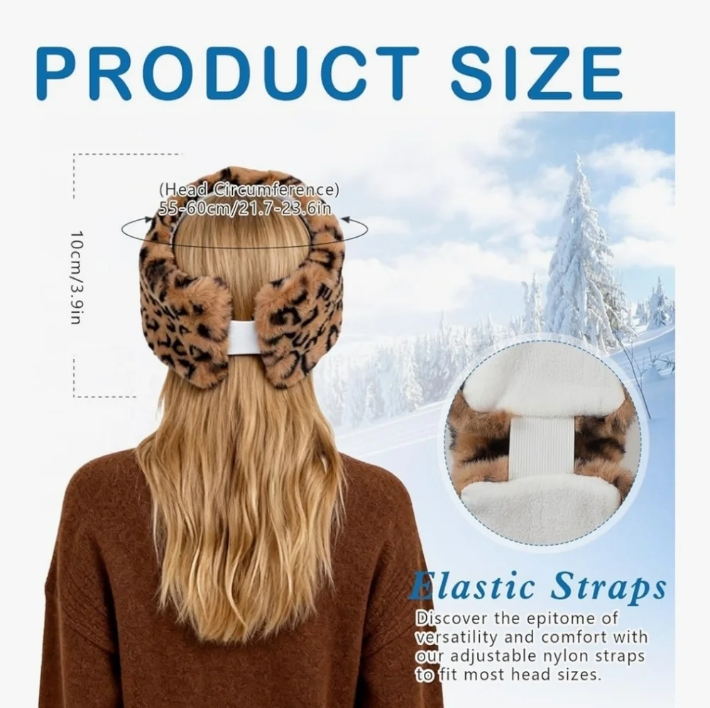 Leopard Fur Gloves Set- Fur Headband W Gloves, Earwarmer - Picture 3 of 5